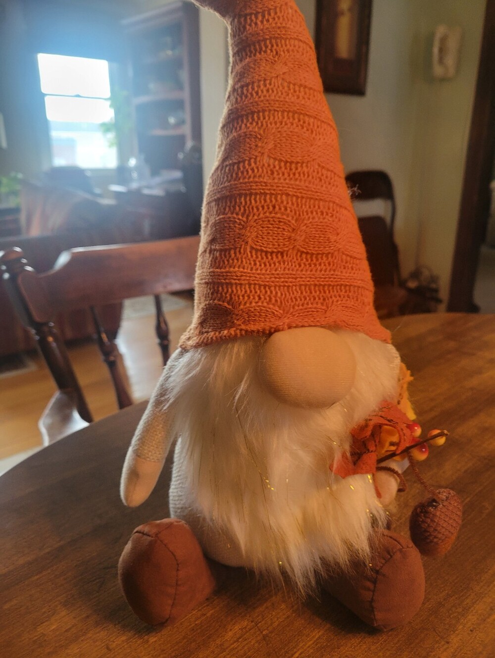Orange Knit-Top Gnome Plush Holiday Accent - Unbranded